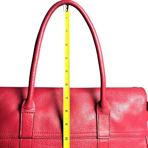 Bayswater Inspired Leather Tote Satchel Red Silver Toned Hardware READ - Picture 16 of 16